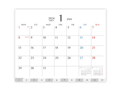カレンダー365（月曜始まり・紺）