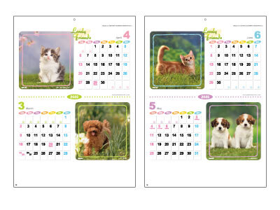 壁掛けカレンダーB3 ラブリーフレンズ(犬・猫)
