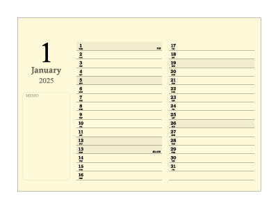クリームスタイルカレンダー