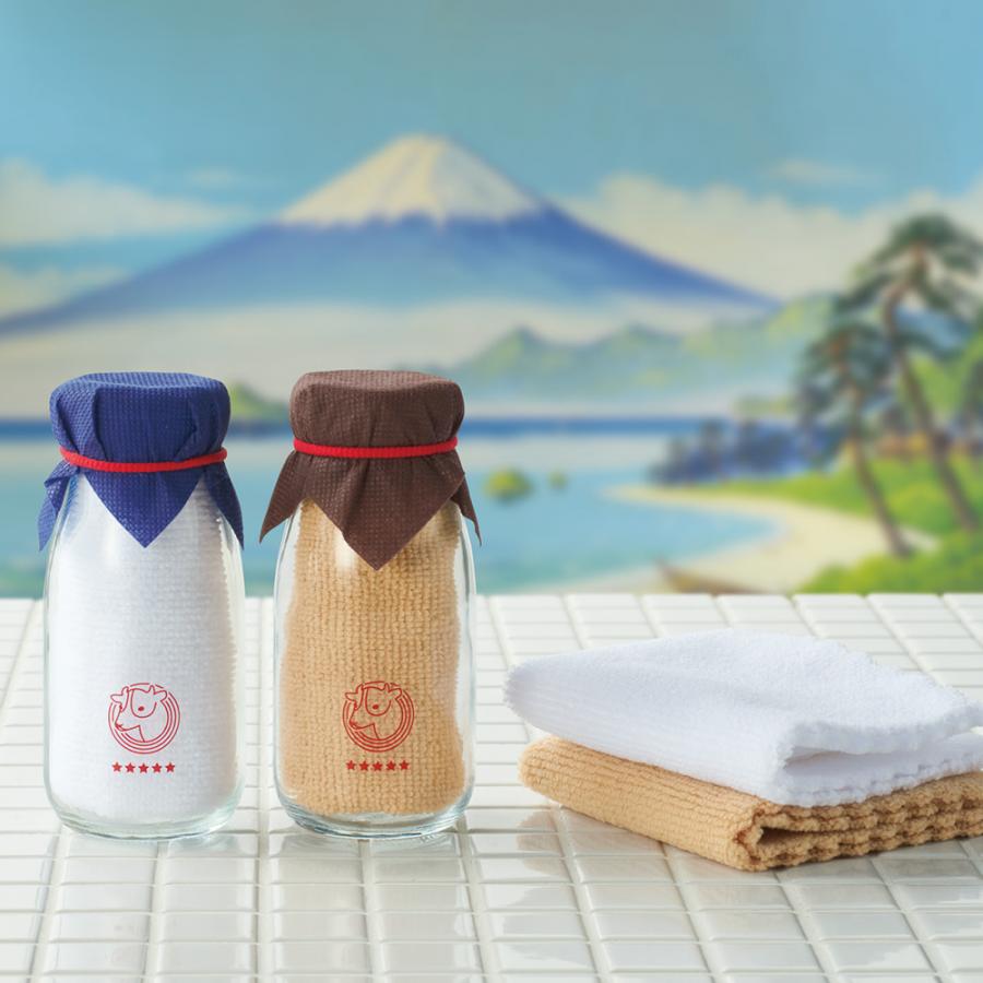 牛乳瓶入りハンカチタオル