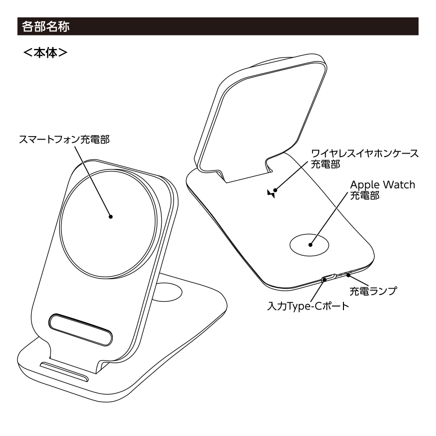 3in1スタンドワイヤレス充電器