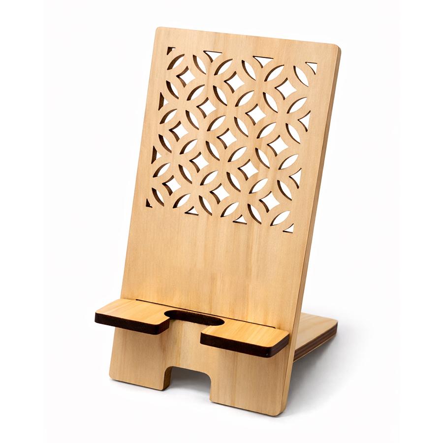 ひのき伝統文様スマホスタンド 七宝