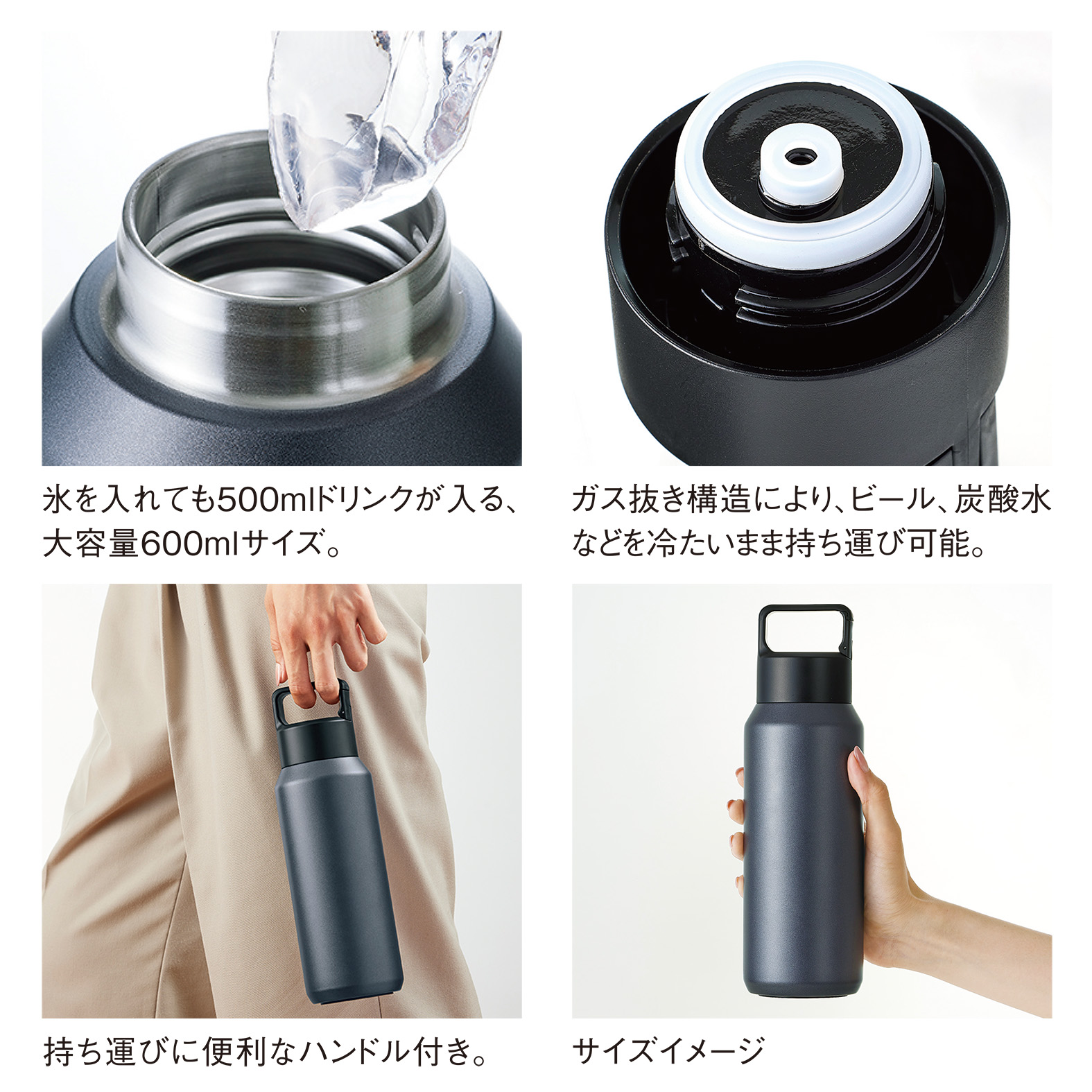 真空ステンレス炭酸ボトル（600ml）