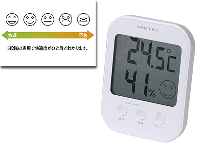 デジタル温湿度計(白)